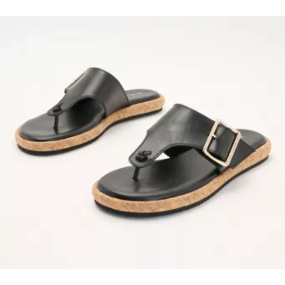 Kelsi Dagger Brooklyn Black Leather Sandals Shoes Women's Size 10 New